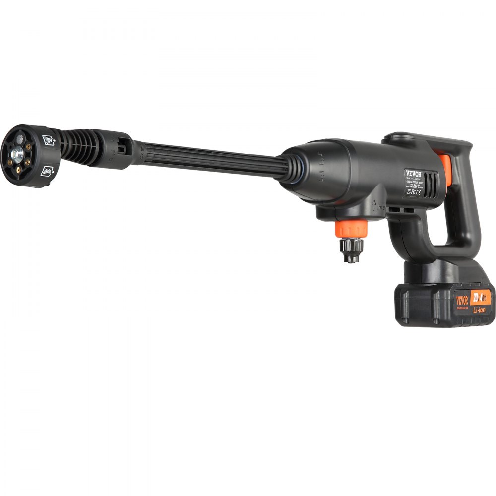 VEVOR Draadloze hogedrukreiniger, snoerloze waterdrukreiniger spuitpistool (220W 21V, 40bar, voor mobiele reiniging en irrigatie, 4L/min, inclusief accessoires en oplader)