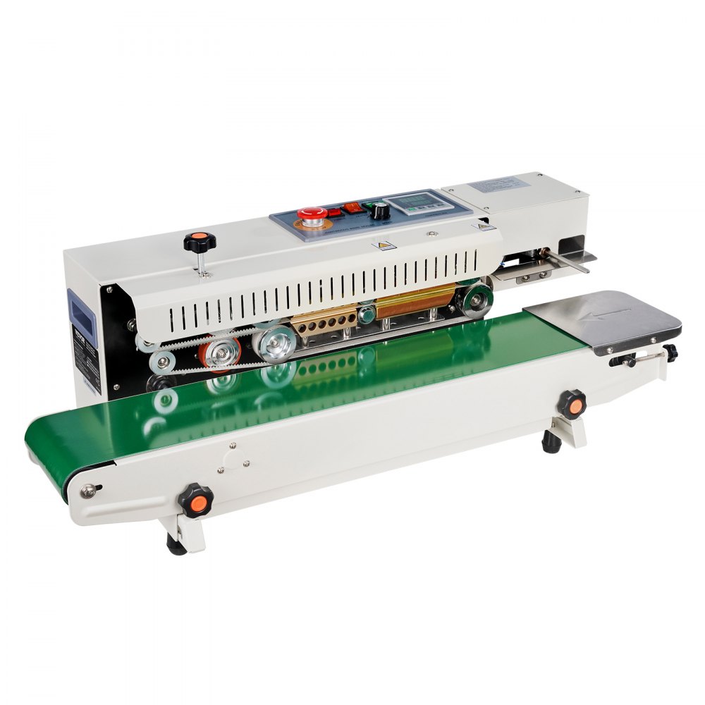 VEVOR Continue zakkenbandsealer, 0,24-0,47 inch/6-12 mm sealbreedte, horizontale zakkenbandsealer met digitale temperatuurregeling, zakkensealer voor plastic zakken van 0,02-0,8 mm, opblaasfunctie