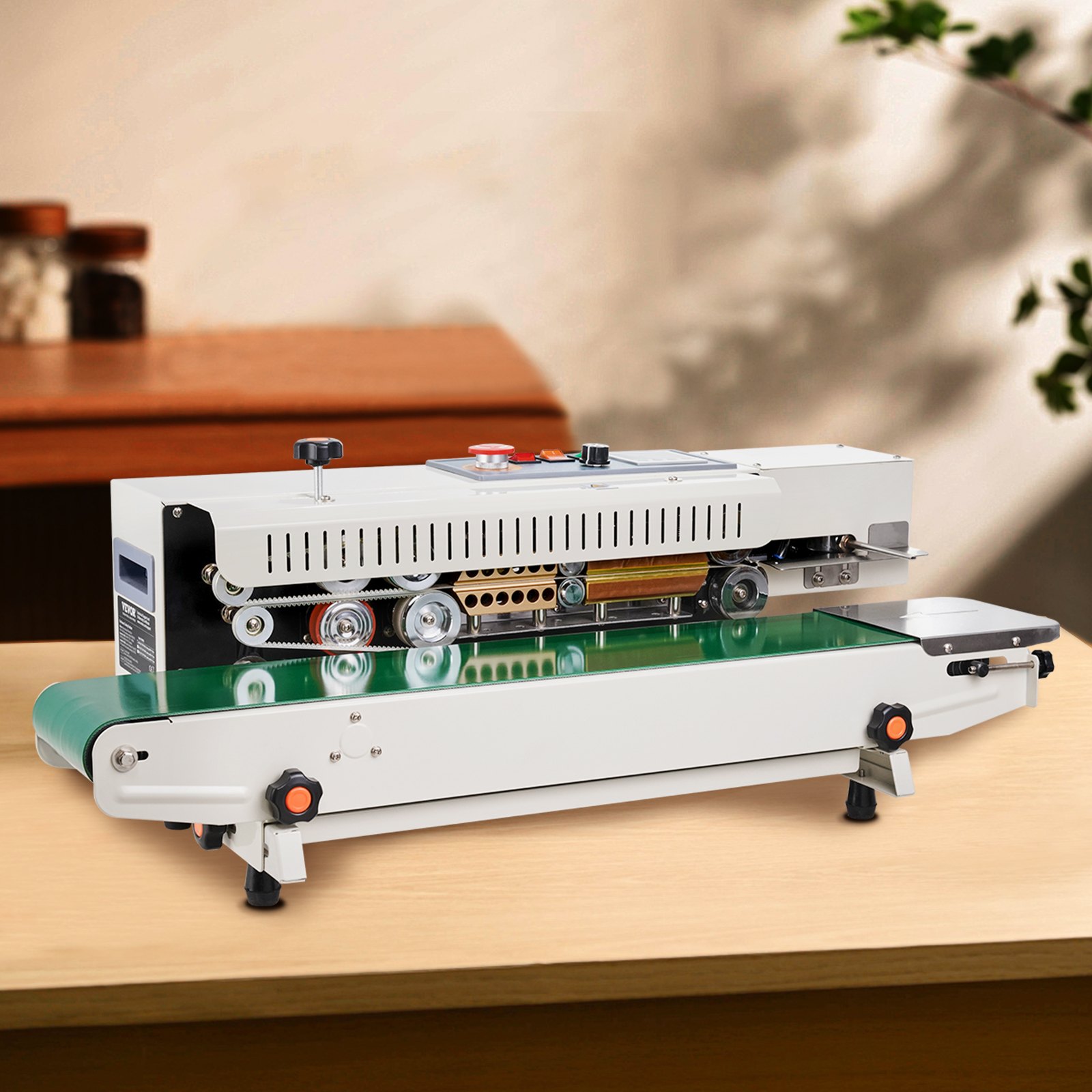 VEVOR Continue zakkenbandsealer, 0,24-0,47 inch/6-12 mm sealbreedte, horizontale zakkenbandsealer met digitale temperatuurregeling, zakkensealer voor plastic zakken van 0,02-0,8 mm, opblaasfunctie