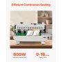 VEVOR Continue zakbandsluitmachine, 0,24-0,47 inch/6-12 mm sluitbreedte, horizontale bandsluitmachine met digitale temperatuurregeling, roestvrijstalen zaksluitmachine voor plastic zakfolie van 0,02-0,8 mm