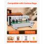 VEVOR Continue zakbandsluitmachine, 0,24-0,47 inch/6-12 mm sluitbreedte, horizontale bandsluitmachine met digitale temperatuurregeling, roestvrijstalen zaksluitmachine voor plastic zakfolie van 0,02-0,8 mm