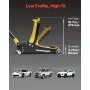 VEVOR Low-Profile Trolley Jack & 360° wielen, 2,5 ton hefvermogen, dubbele zuiger snelhefpomp, 95–475 mm hefhoogte, hydraulische krik voor compacte SUV's, geel + zwart