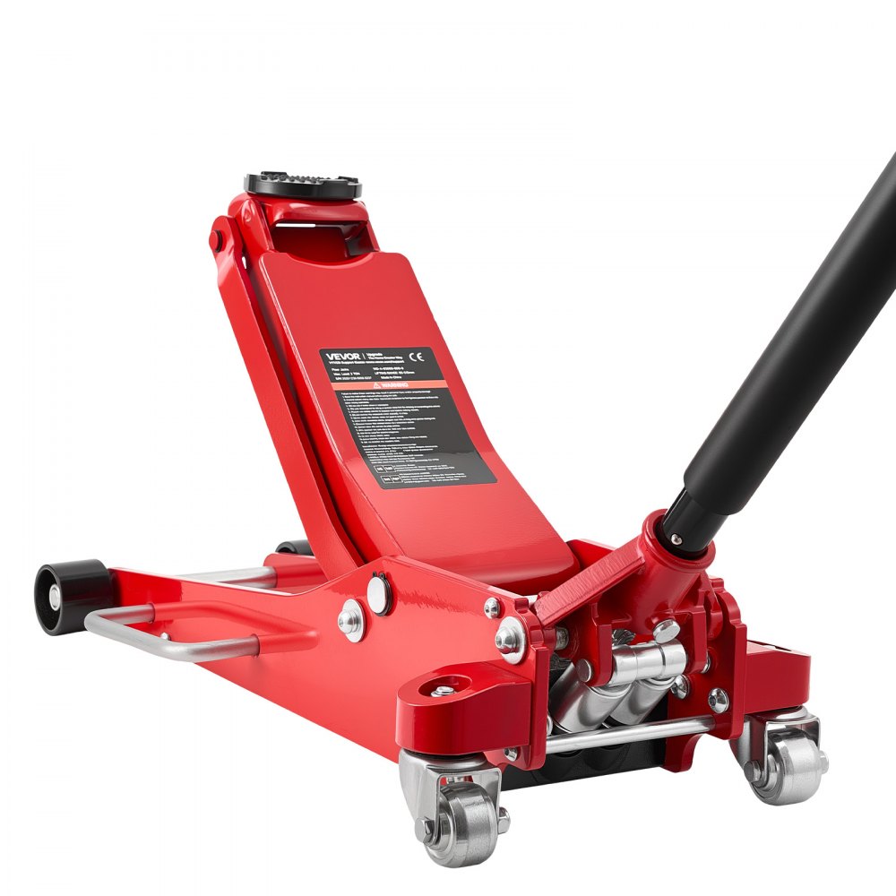VEVOR hydraulische krik, 3 ton hefvermogen, platte aluminium krik met dubbele zuiger snelhefpomp, autokrik voor sportwagens, SUV's en pick-ups, hefbereik 85-515 mm, rood