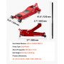 VEVOR hydraulische krik, 3 ton hefvermogen, platte aluminium krik met dubbele zuiger snelhefpomp, autokrik voor sportwagens, SUV's en pick-ups, hefbereik 85-515 mm, rood