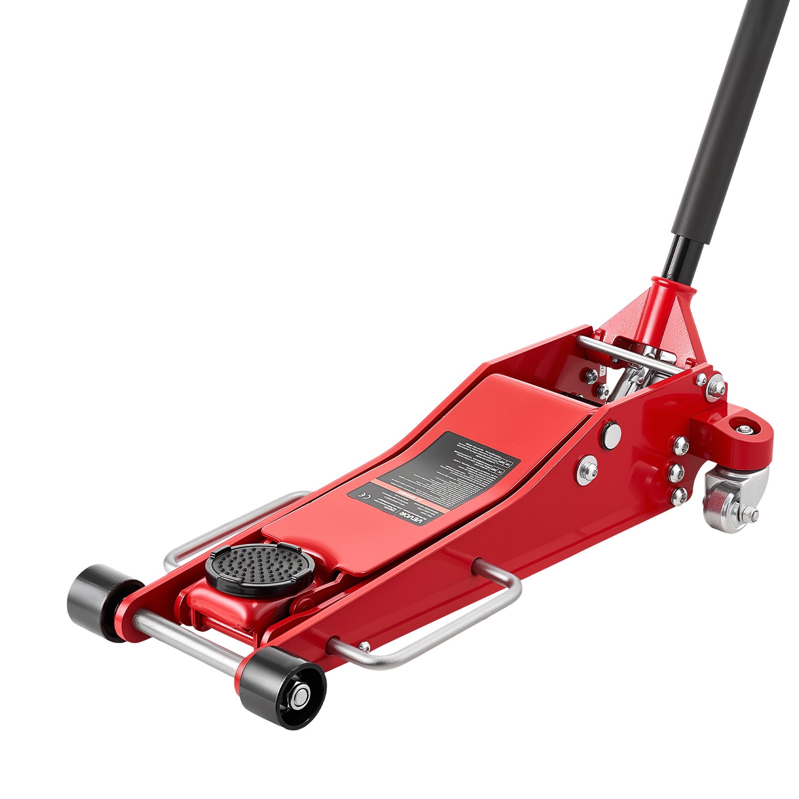VEVOR hydraulische krik, 3 ton hefvermogen, platte aluminium krik met dubbele zuiger snelhefpomp, autokrik voor sportwagens, SUV's en pick-ups, hefbereik 85-515 mm, rood