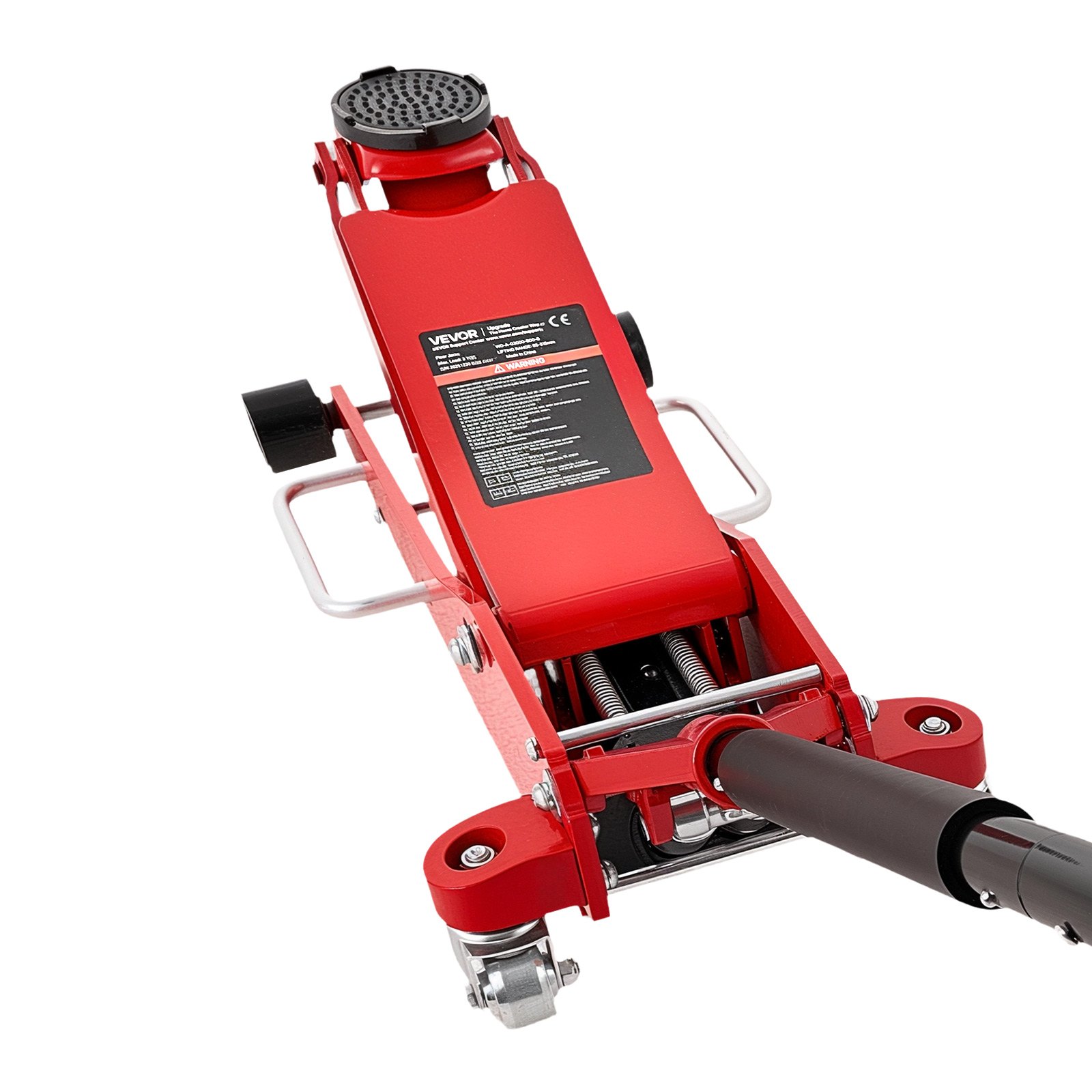VEVOR hydraulische krik, 3 ton hefvermogen, platte aluminium krik met dubbele zuiger snelhefpomp, autokrik voor sportwagens, SUV's en pick-ups, hefbereik 85-515 mm, rood