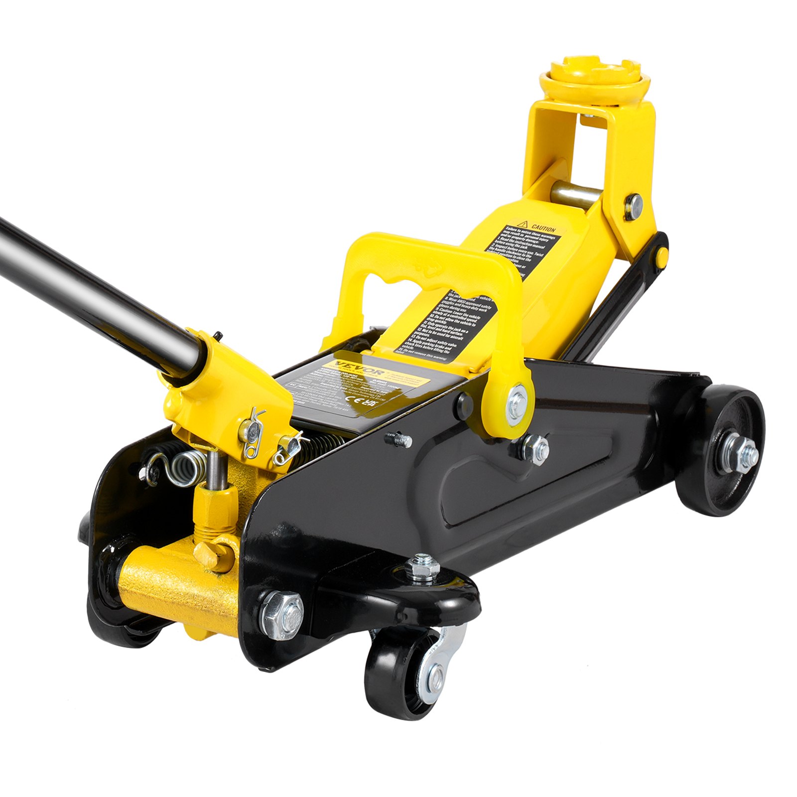 VEVOR Low Profile Floor Jack 1.5 Ton (3300 lbs), Heavy Duty Iron Hydraulic Racing Floor Jack, Hydraulic Car Jack, Single Piston Quick Lift Pump, 4.7"-12.1" Height Lifting Range (Yellow)