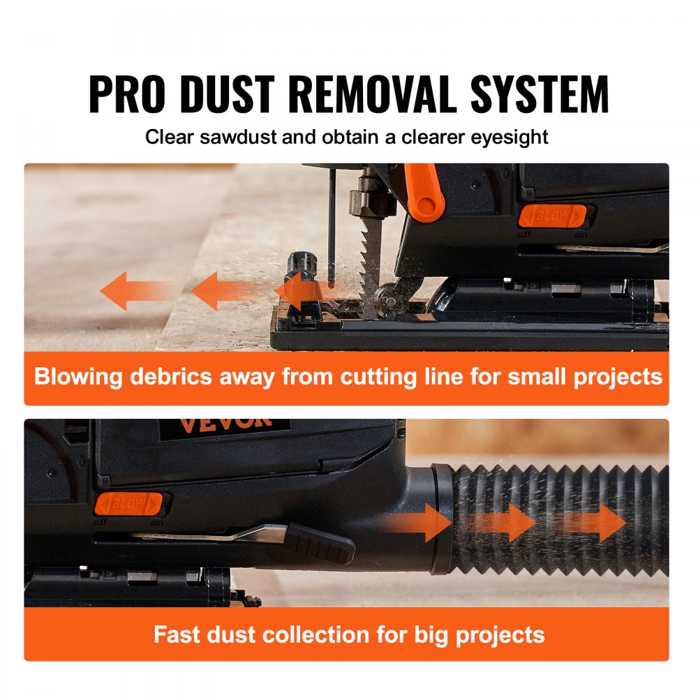 VEVOR decoupeerzaag pendeldecoupeerzaag 800W handcirkelzaag 6 versnellingen instelbaar