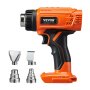 VEVOR Cordless Heat Gun, Hot Air Gun Compatible with DEWALT 20V Lithium Batteries, LCD Display Heat Shrink Gun with LED Light, Multi-Level Temp & 4 Nozzles, Ideal for Shrink Tubing, PVC Wrap, Crafting