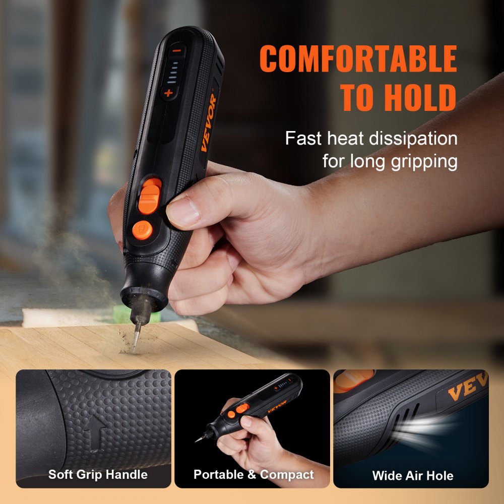 VEVOR Rotary Tool Kit, 5000-25000 RPM Variable Speed Rotary Tool Kit with A Universal Chuck, 5-Speed, 118 PCS Accessory Set for Grinding, Sanding, Polishing, Milling, Carving, Cutting and Polishing
