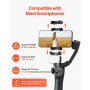 VEVOR Smartphone Gimbal Stabilisator, 3-assige stabilisatie met magnetisch invullicht, gezichtsherkenning, gebarenbediening, stabilisator voor video-opnames en vlogs, 200-3000 mA