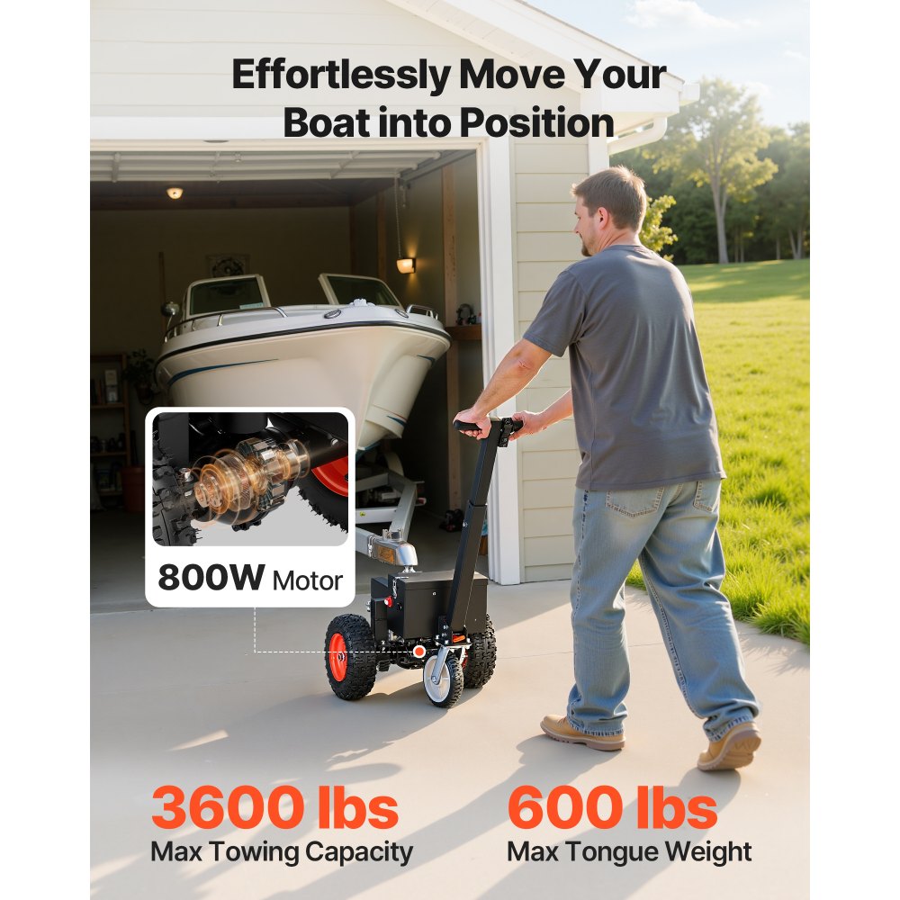 VEVOR Electric Trailer Dolly, 1633 kg Max Trailer Weight 272 kg Max Tongue Weight, DC 24V 800W Motorized Trailer Dolly with 50 & 47.6 mm Hitch Balls for RV Campers, Cargo & Utility, Boat Trailers