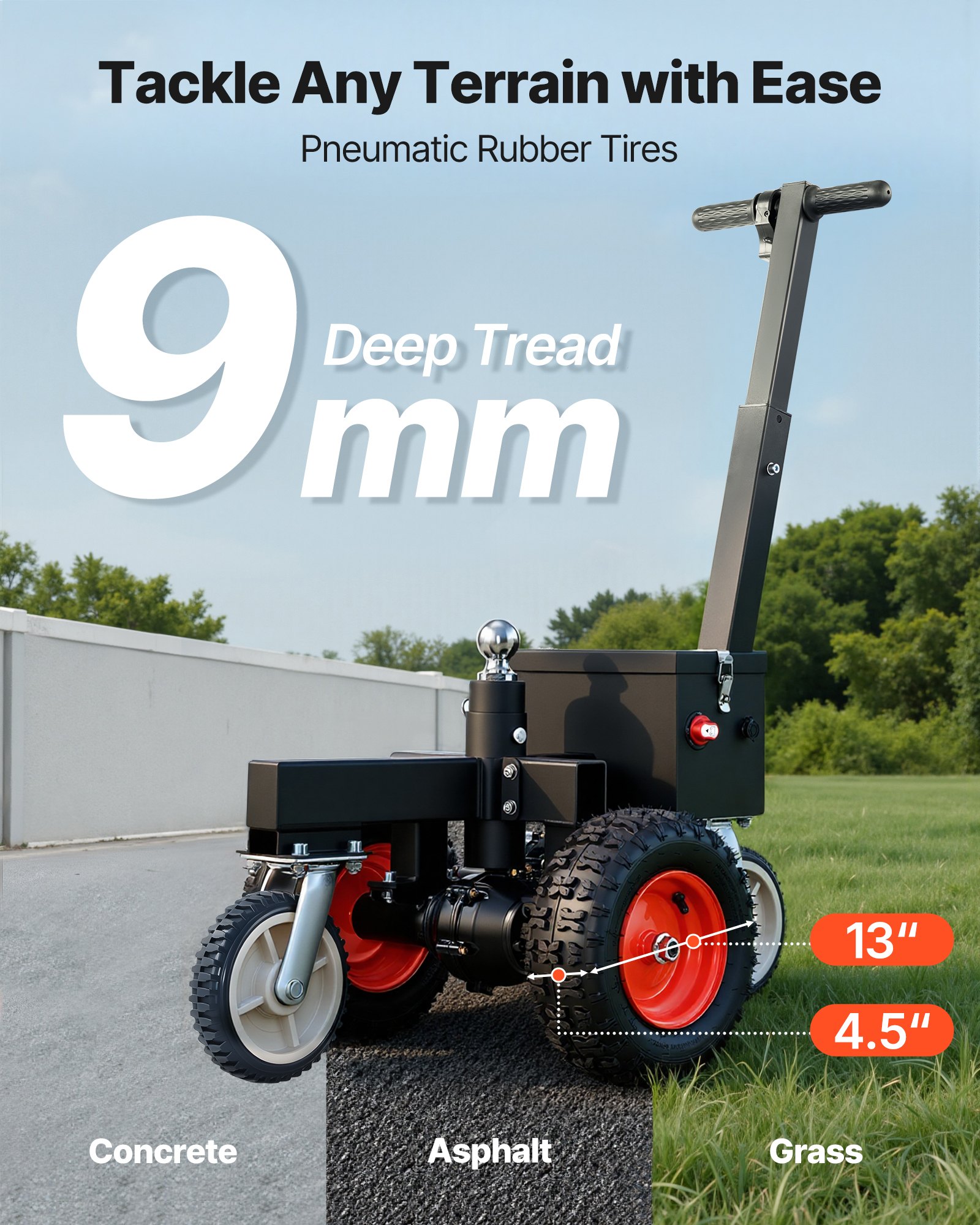 VEVOR Electric Trailer Dolly, 1633 kg Max Trailer Weight 272 kg Max Tongue Weight, DC 24V 800W Motorized Trailer Dolly with 50 & 47.6 mm Hitch Balls for RV Campers, Cargo & Utility, Boat Trailers