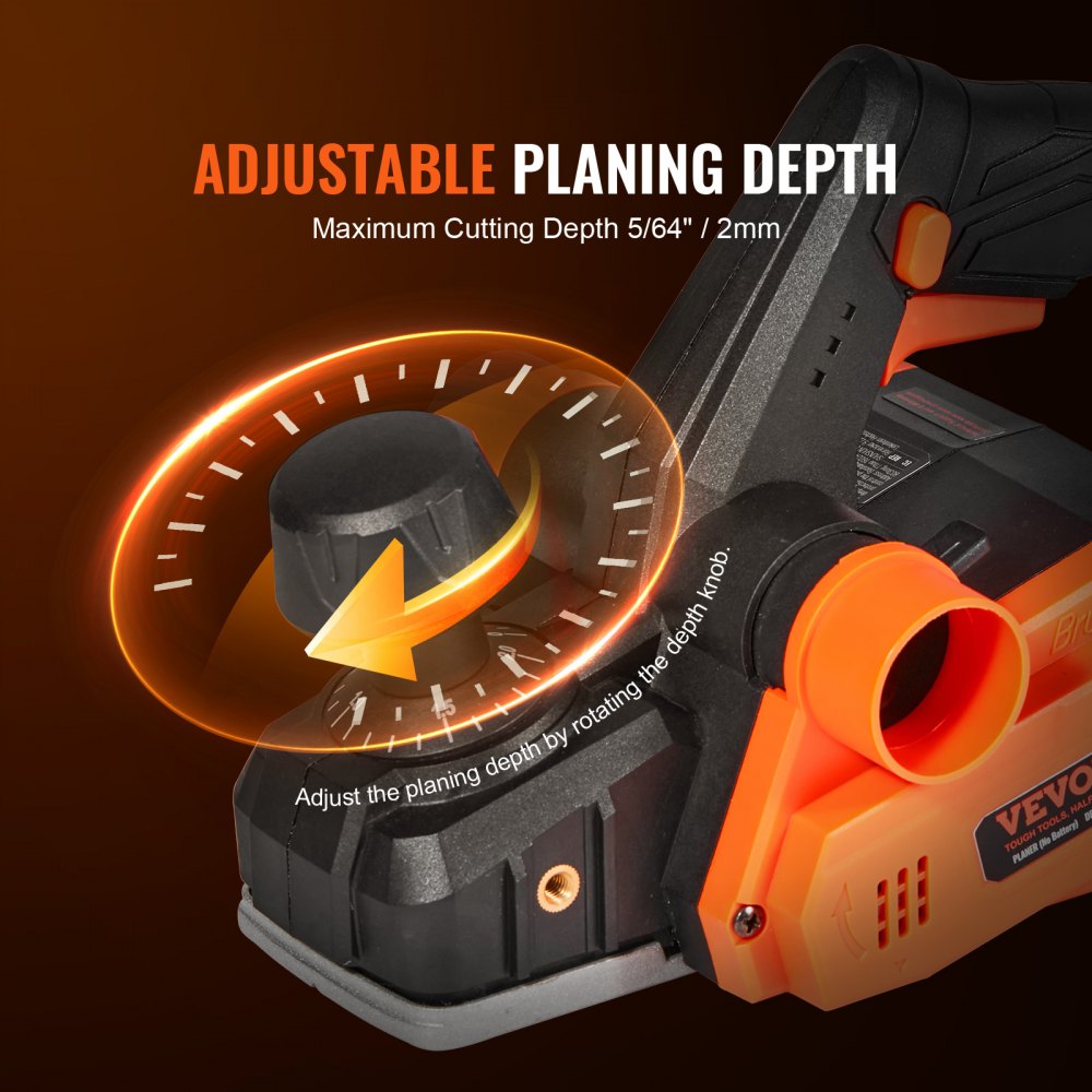 VEVOR Snoerloze schaafmachine 20V Handschaafmachine 82mm brede schaafmachine 2mm schaafdiepte Elektrische schaafmachine 16500rpm Eenhands schaafmachine met HSS-bladen en dubbel stofafvoersysteem Hobekl Handschaafmachine