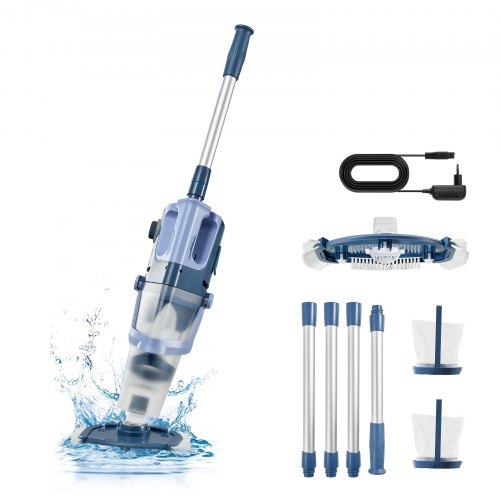 VEVOR Draadloze Zwembadstofzuiger, Handstofzuiger voor Zwembaden, Vloerstofzuiger, Onderwaterstofzuiger, 100L/min, Zwembadreiniger voor Bovengrondse Zwembaden, 60 Minuten Gebruiksduur, Krachtige Zuigkracht voor Bladeren en Vuil met Verlengstang