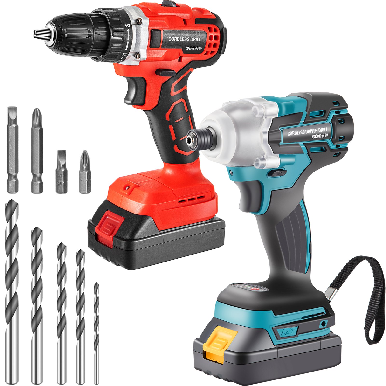 VEVOR Cordless Drill Combo Kit, 20V Max Cordless Drill 2 Speeds, 2/5" Keyless Chuck Electric Screwdriver, 1239 in-lbs Torque Impact Driver, Lithium-Ion Brushless 2-Tool Combo Kit for Home Improvement