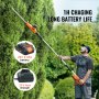 VEVOR telescopic hedge trimmer 20V hedge trimmer copper motor 17,500 rpm electric hedge trimmer 46cm blade length 188-239cm extendable 16mm cutting diameter 30-150° rotatable incl. quick charger battery