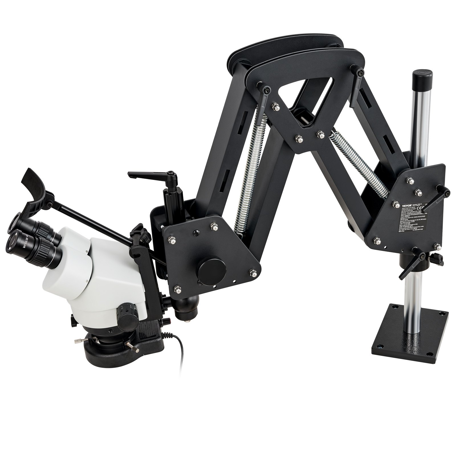 VEVOR Multidirectionele microscoop met veermontuur, sieradenmicroscoop met 7x tot 45x vergroting, micro-sieradeninlegstandaard met ingebouwde USB-ring-LED-lamp en 360° bolvormige bankschroef, voor sieradeninleg