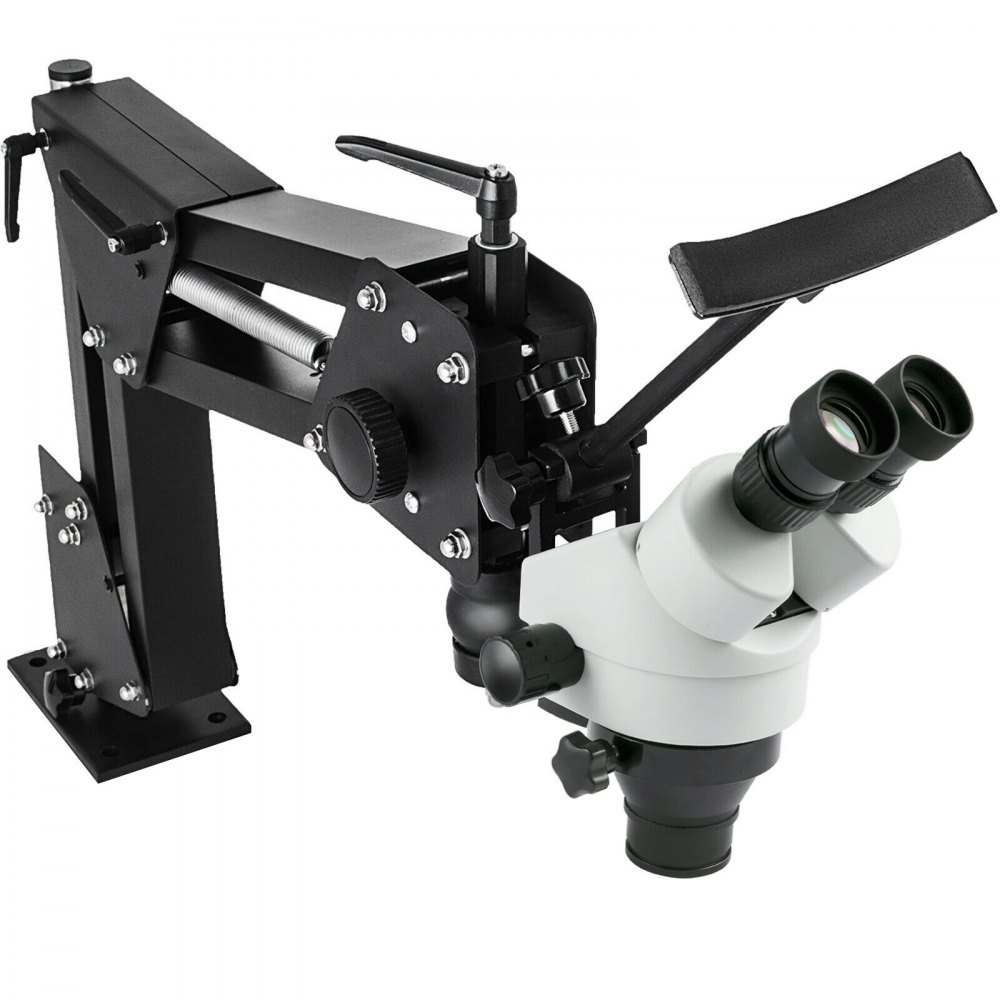 VEVOR Zoom Trinoculaire stereomicroscoop WF10X 20 mm binoculaire stereokolomstandaard voor sieradengereedschap (3,5X-90X) Microscoop, lettergreep, 1 telling (pak van 1) Multidirectionele microscoop