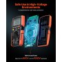 VEVOR digitale multimeter, 6000 TRMS DC/AC voltmeter en stroomtester, automatische bereikinstelling voor stroom, spanning, weerstand, capaciteit, temperatuur, diodes, continuïteit en lage impedantiemeting