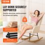 VEVOR rocking chair nursery ad, showcasing rubberwood base, metal frame, and 250 lbs weight capacity.