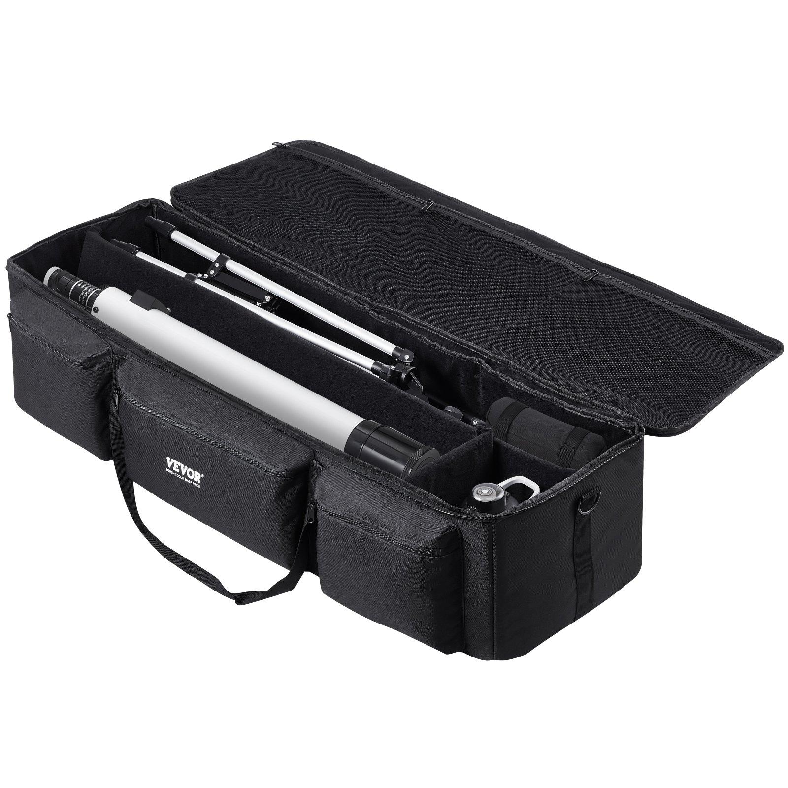 VEVOR Telescope Case, 1035 mm, Telescope Large Storage Bag with Fixed Buckles, Multi-Pocket & Detachable Divider, Shock-Absorbent Telescope Carrying Bag for Optical Tube & Tripod, Counterweight Pocket