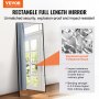 VEVOR rectangle full length mirror with explosion-proof tempered glass, impact-resistant.