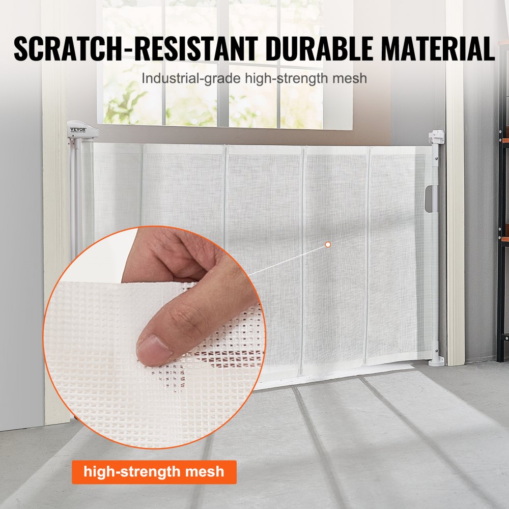 VEVOR Deurhekje Traphekje max. 153 cm Uitschuifbaar Babyhekje 87 cm Hoge Deurpoort Huisdieren Kinderhekje Wit Traphekje voor Klemmen voor Baby Hondenhekje Buiten