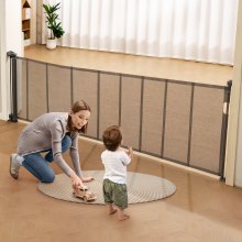 VEVOR Retractable Baby Gate, 34.2" Tall Mesh Baby Gate, Extends up to 116.1" Wide Retractable Gate for Kids or Pets, Retractable Dog Gates for Indoor Stairs, Doorways, Hallways, Playrooms, Gray