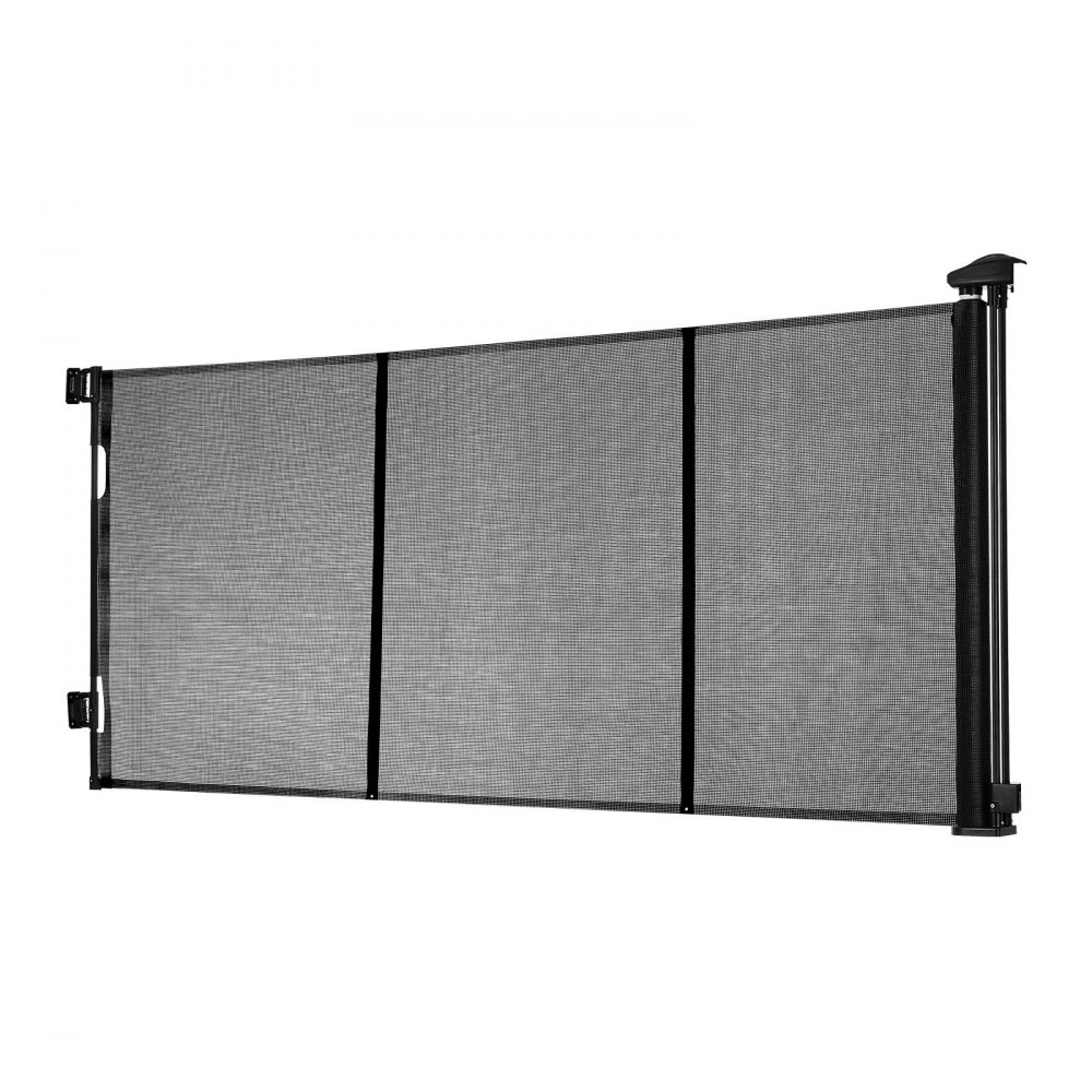 VEVOR Intrekbaar babyhekje, hondenhekje, uitschuifbaar tot 310 cm (B) / 795 mm (H), traphekje met veiligheidsslot, gaasveiligheidshekje voor trappen en gangen, binnen/buiten, zwart