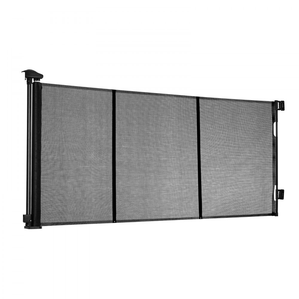 VEVOR Intrekbaar babyhekje, hondenhekje, uitschuifbaar tot 310 cm (B) / 795 mm (H), traphekje met veiligheidsslot, gaasveiligheidshekje voor trappen en gangen, binnen/buiten, zwart
