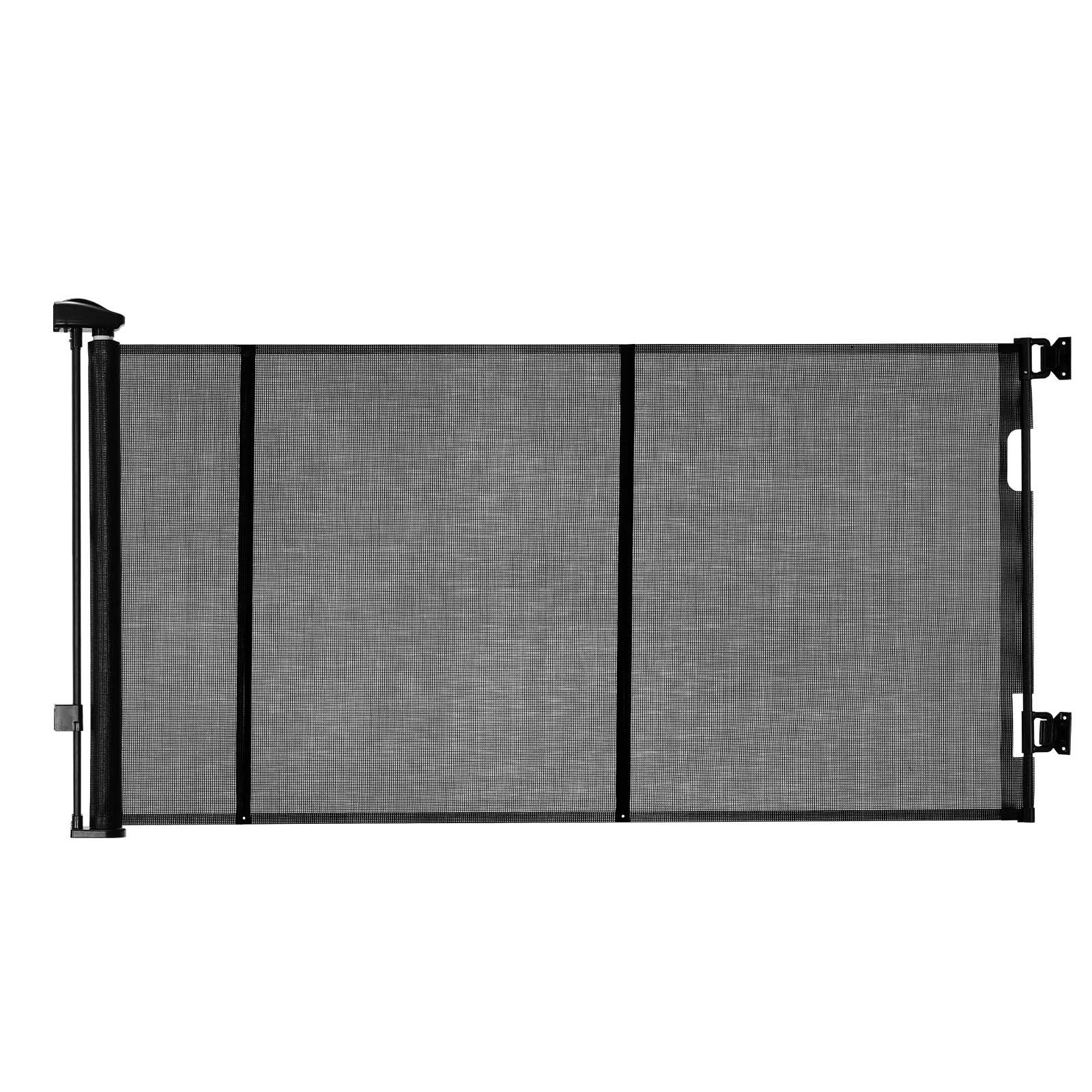 VEVOR Intrekbaar babyhekje, hondenhekje, uitschuifbaar tot 310 cm (B) / 795 mm (H), traphekje met veiligheidsslot, gaasveiligheidshekje voor trappen en gangen, binnen/buiten, zwart