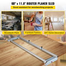 VEVOR Router Sled, 60" Width, Woodworking Panel Guide Device with Locking Function, Portable and Easy to Adjust, Trimming Planer Machine for Smoothing Wood, DIY