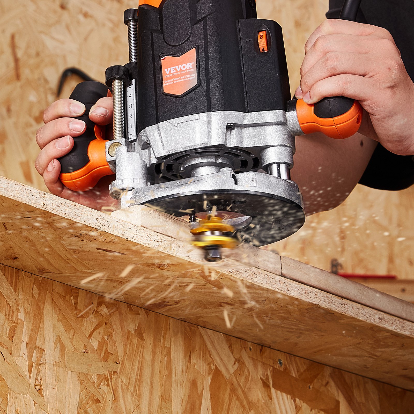 VEVOR Freesset, 3-delige freesset met 1/4-inch schacht, kunststof draagtas, houtbewerkingsgereedschap voor professionele en beginnende timmerlieden, voor hout, MDF, spaanplaat, multiplex