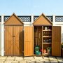 VEVOR Houten Tuinschuur, Gereedschapsschuur met Afsluitbare Deuren, Tuinschuur met Planken & Vloer, Gereedschapsschuur, Tuingereedschapsschuur, Gereedschapskast voor Terras, Tuin/Gazon, 76x43x171 cm