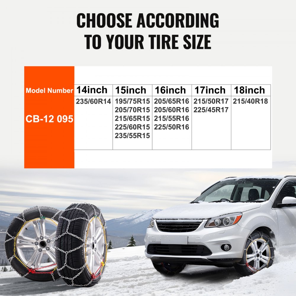 VEVOR sneeuwkettingen, bandenkettingen van mangaanlegeringstaal, noodtractiekettingen, 2-pack 70/75 cm, universele sneeuwkettingen voor auto's, zware noodtractiekettingen voor auto's, pick-ups, SUV's en vrachtwagens, zilver