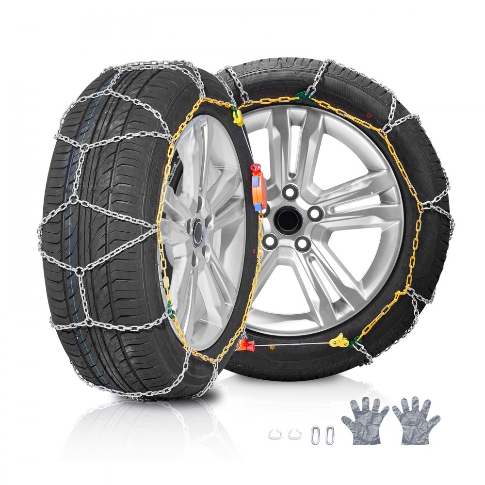 VEVOR Sneeuwkettingen Mangaan gelegeerd staal, Noodtractiebandenkettingen, Sneeuwbandenkettingen voor auto's, pick-ups, SUV's en vrachtwagens Zilver Set van 2 648/695 mm voor 195-15; 235/60-15; 215/70-14; 205/70-15
