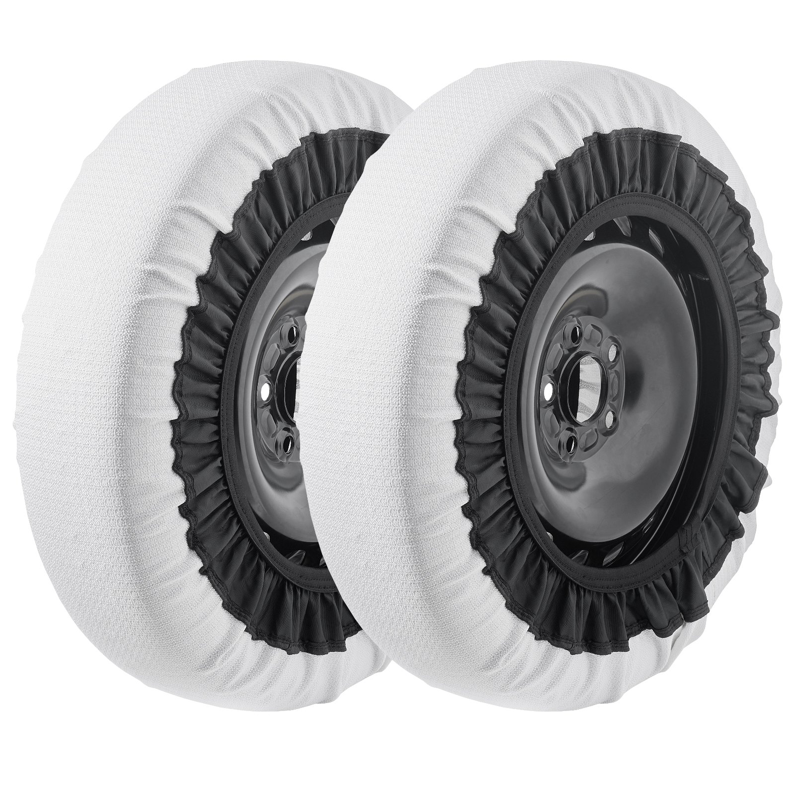 VEVOR Thickened Snow Socks for Tires, Polyester Fiber Tire Socks with Elastic Straps, Snow Traction Tire Cover for Car, SUV, Pickup and Truck (Pack of 2)-Medium
