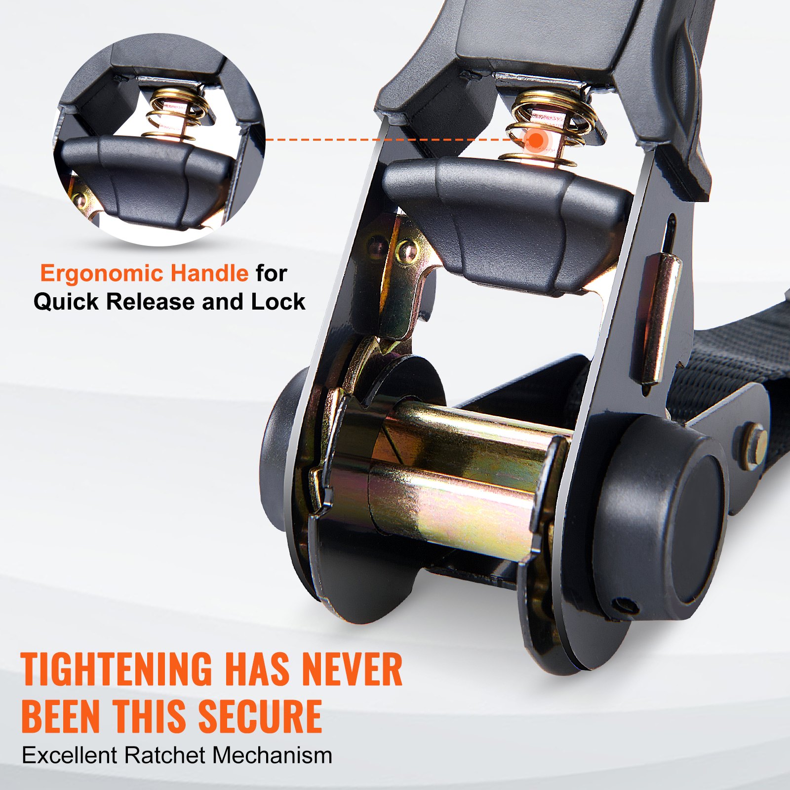 VEVOR Ratchet Tie Down Straps (4PK), 2200 lb Max Break Strength, Includes 4 Premium 1" x 15' Rachet Tie Downs with Padded Handles, for Moving Securing Cargo, Appliances, Lawn Equipment, Motorcycle