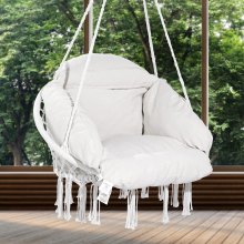 VEVOR Hammock Swinging Chair Macramé Hanging Chair with Cushion Indoor & Outdoor