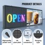 VEVOR Programmeerbaar LED-bord, P6 Full Color LED-scrollpaneel, doe-het-zelf-displaybord met aangepast tekstanimatiepatroon, WIFI USB-bediening, berichtenwinkelbord 99x41cm