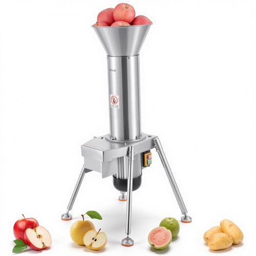 VEVOR elektrische fruitmolen voor appels, 1100 W, roestvrij staal SUS304, fruitversnipperaar, verwerkt hele appels tot 80 mm diameter, 164 kg/u, fruitversnipperaar voor peren, ananas, guave, wortelen en aardappelen.