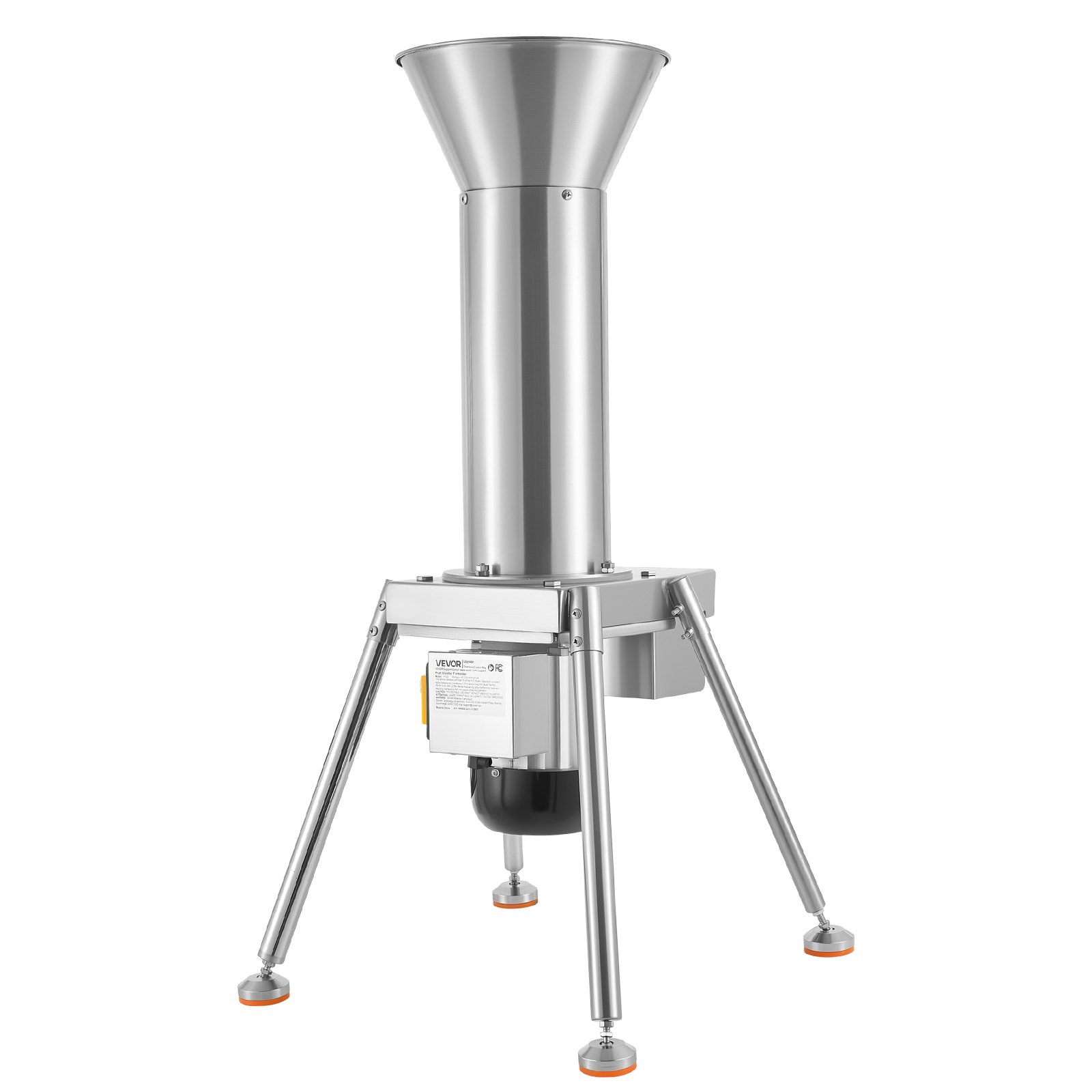VEVOR elektrische fruitmolen voor appels, 1100 W, roestvrij staal SUS304, fruitversnipperaar, verwerkt hele appels tot 80 mm diameter, 164 kg/u, fruitversnipperaar voor peren, ananas, guave, wortelen en aardappelen.