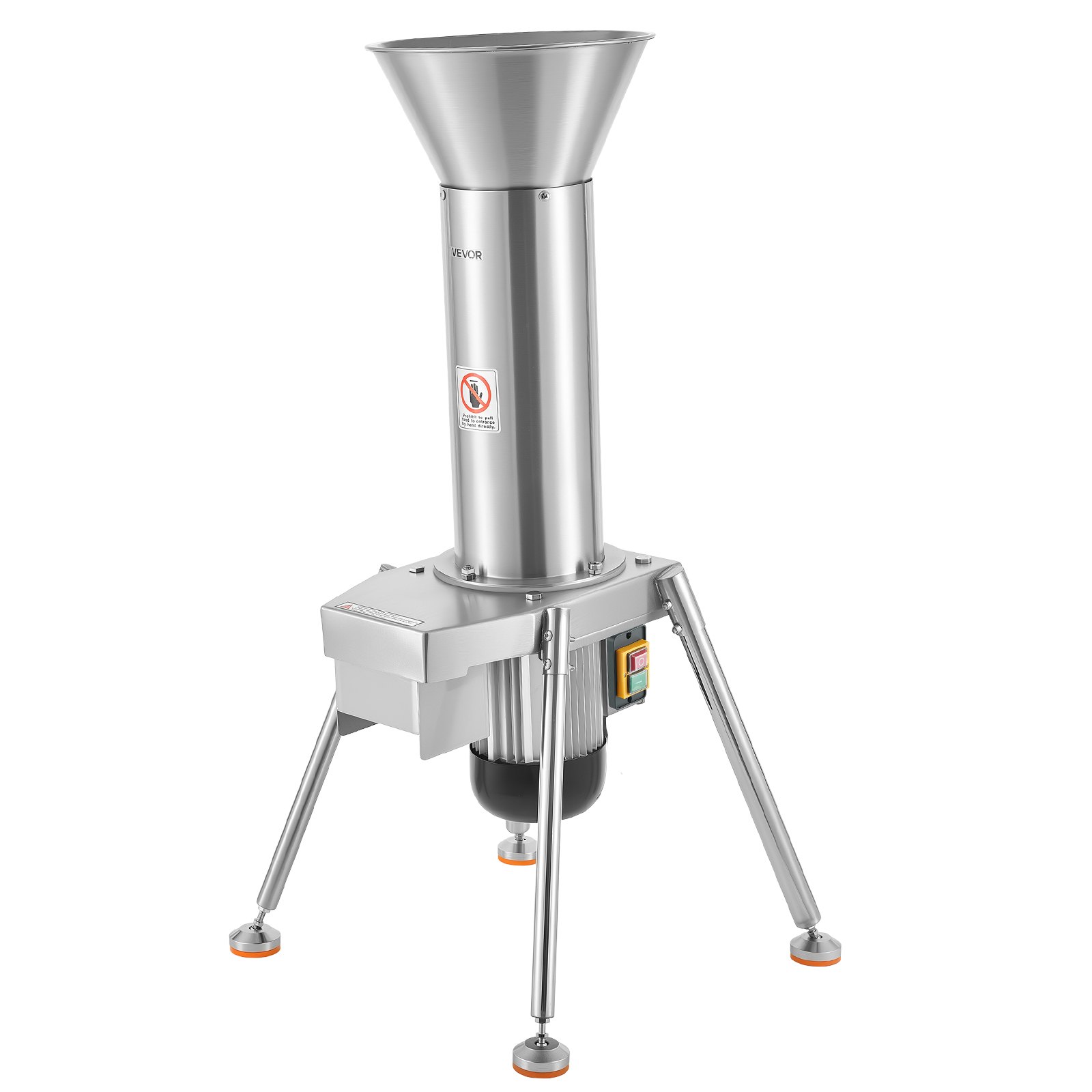 VEVOR elektrische fruitmolen voor appels, 1100 W, roestvrij staal SUS304, fruitversnipperaar, verwerkt hele appels tot 80 mm diameter, 164 kg/u, fruitversnipperaar voor peren, ananas, guave, wortelen en aardappelen.