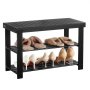 VEVOR Shoe Rack Bench, 3-Tier Bamboo Entryway Bench, Shoe Storage Organizer Holds Up to 286 lbs, 27.6 x 11.3 x 17.8 Inches, for Front Door, Hallway, Living Room, Bedroom, Black