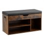VEVOR Schoenenrekbank (805 x 305 x 445 mm), Halbank met opbergruimte en kussen, Schoenenrek met 3 compartimenten (draagvermogen 136 kg), voor voordeur, hal, woonkamer, zwart