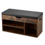 VEVOR Schoenenrekbank (805 x 305 x 445 mm), Halbank met opbergruimte en kussen, Schoenenrek met 3 compartimenten (draagvermogen 136 kg), voor voordeur, hal, woonkamer, zwart
