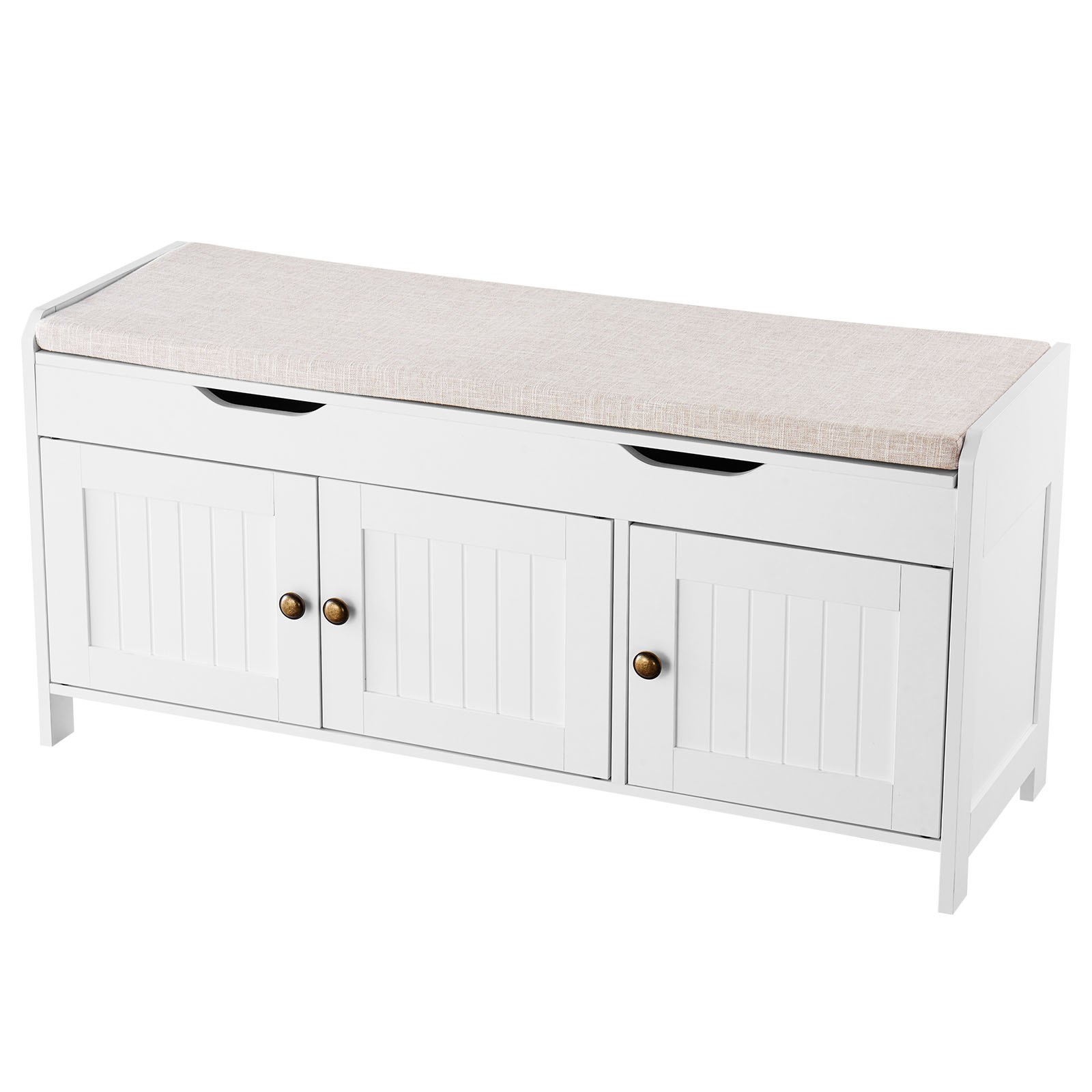 VEVOR Schoenenrekbank (1050 x 350 x 503 mm), Halbank met opbergruimte, zitkussen en 3 compartimenten, Schoenenrek (draagvermogen 113,4 kg), voor Voordeur, Hal, Woonkamer, Slaapkamer, Zwart