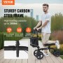 VEVOR Folding Knee Scooter, Carbon Steel Steerable Knee Walker with Height-Adjustable Handlebar & Knee Pad, All-Terrain Solid Wheels, Dual Brakes, Leg Recovery Scooter for Broken Ankle Foot Injuries