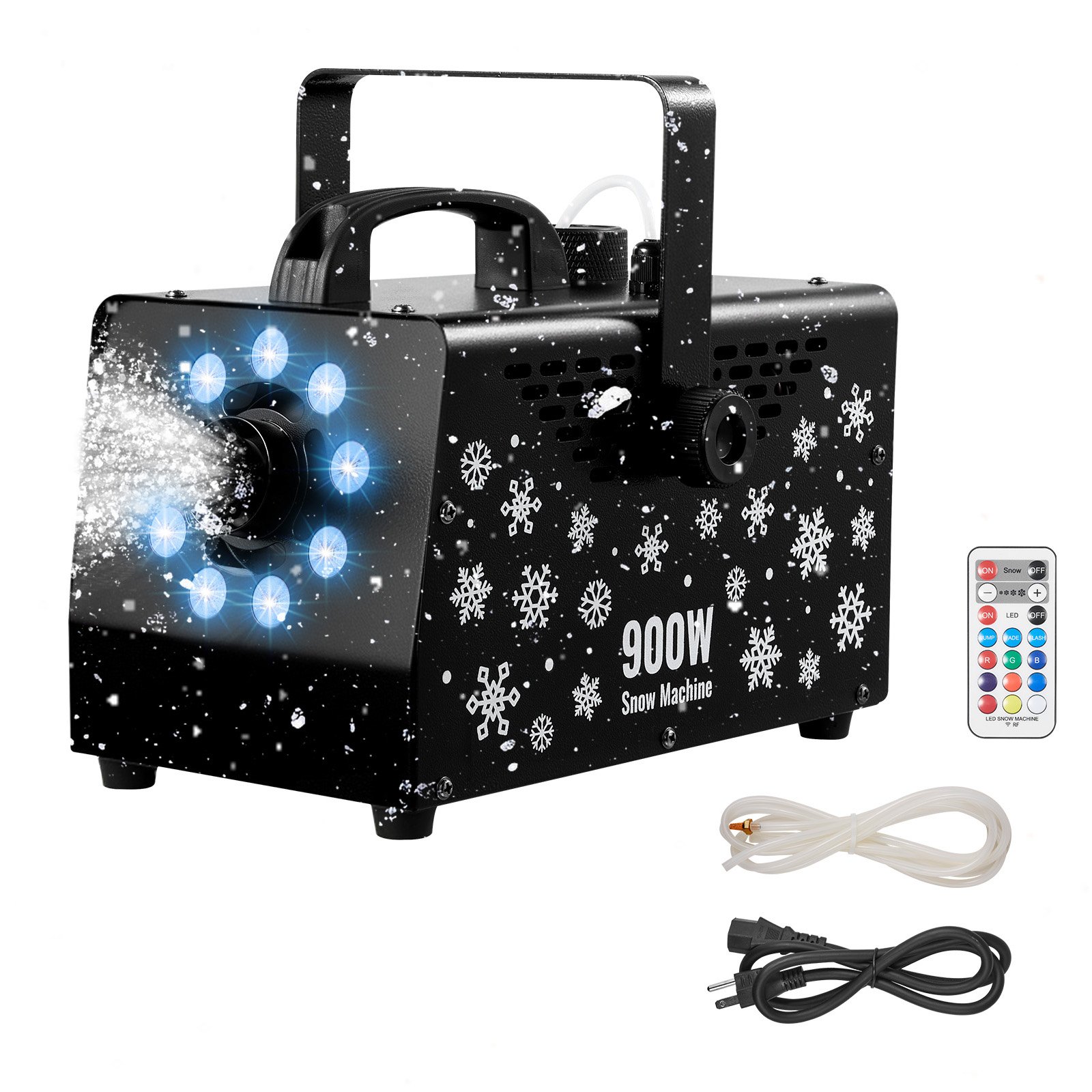 VEVOR Sneeuwmachine, 900W Sneeuwkanon, Kunstmatige Sneeuwmaker, Sneeuwvlokmachine, Kunstmatige Sneeuwvlokmachine voor Binnen- en Buitengebruik voor Feestdagen, DJ-feesten, Kerstdecoratie